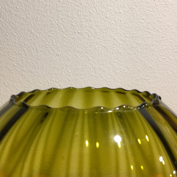 1960s-1970s ITALY EMPOLI ribbed glass bowl avocado - Picture 7 of 8
